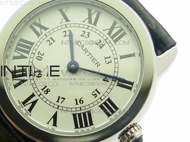 Ronde Solo de Cartier 29.5mm K11 1:1 Best Edition White Dial on Black Croco Leather Strap Ronda Quartz
